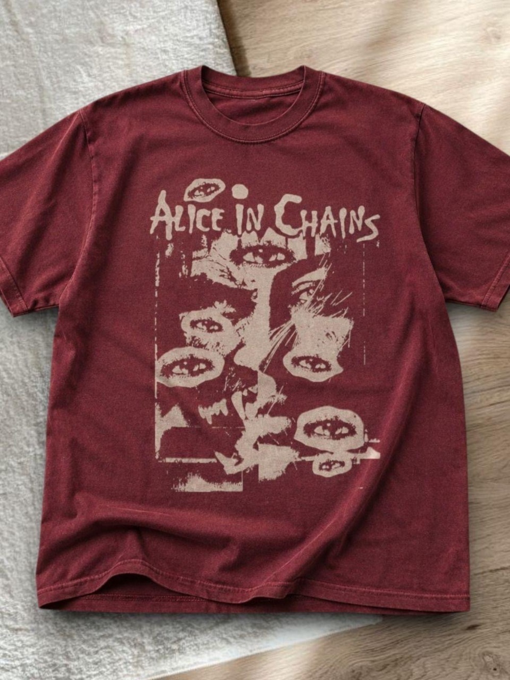 Gildan Burgundy Alice In Chains Graphic Tee